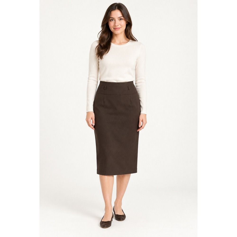 Grace Elements Pencil Skirt Women 12 Brown Excellent Side Zip Knee Length